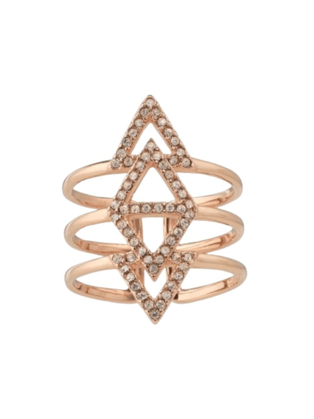 Stella & Dot Rose Gold Plated Triple Diamond Shaped Ring (Fits Size 7.5 – 8)